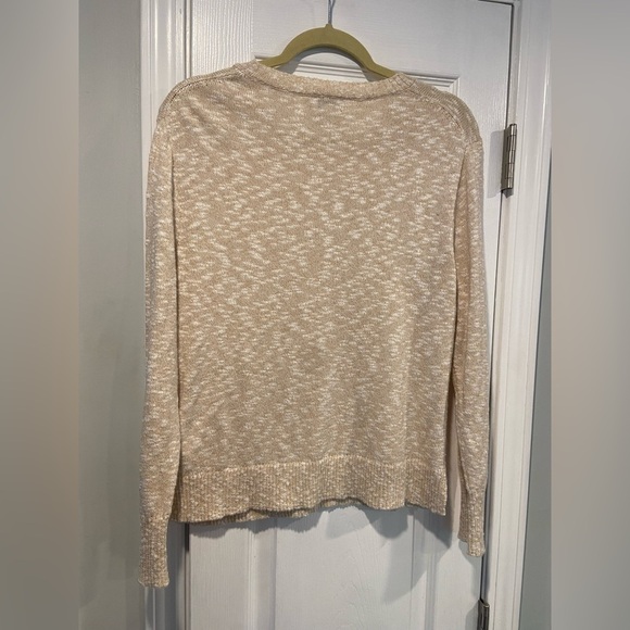 J. Crew Size S Crew Neck Beach Sweater Lightweight Loose Knit Cream Khaki - Picture 7 of 11